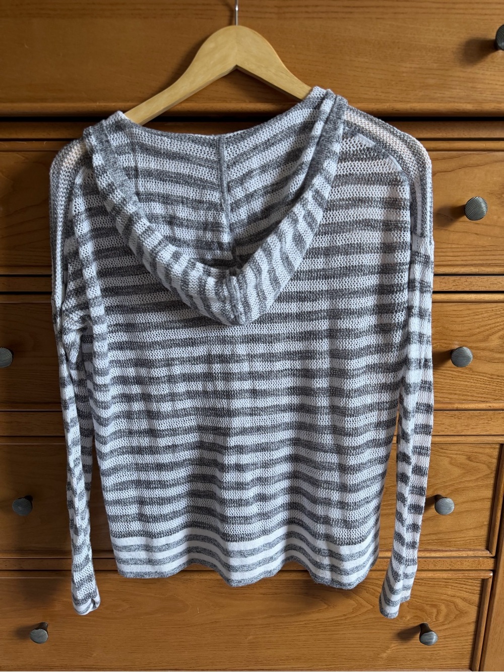 Loft Open Knit Hooded Striped Sweater Womens Size Medium Summer Beach Vacation - Picture 2 of 8